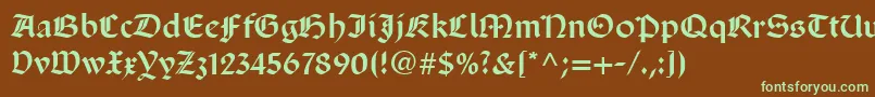 フォントSanMarcoLt – 緑色の文字が茶色の背景にあります。