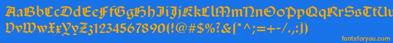 フォントSanMarcoLt – オレンジ色の文字が青い背景にあります。
