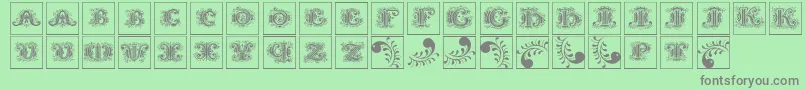 フォントSilvestreinitialssquares – 緑の背景に灰色の文字