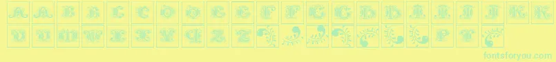 Fonte Silvestreinitialssquares – fontes verdes em um fundo amarelo
