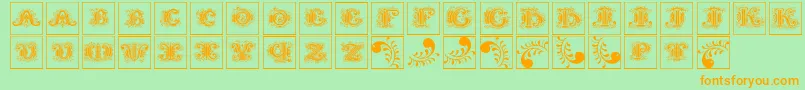 Silvestreinitialssquares Font – Orange Fonts on Green Background
