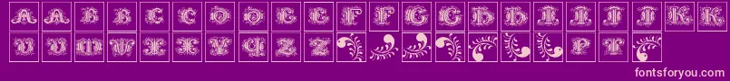 Silvestreinitialssquares-Schriftart – Rosa Schriften auf violettem Hintergrund
