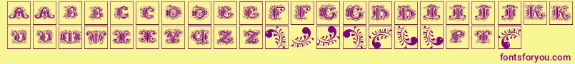 Silvestreinitialssquares-Schriftart – Violette Schriften auf gelbem Hintergrund