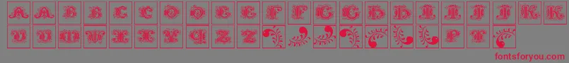 Silvestreinitialssquares Font – Red Fonts on Gray Background