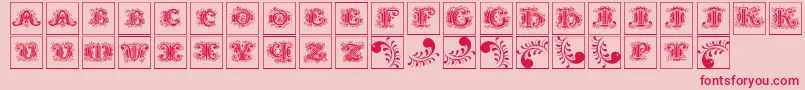 フォントSilvestreinitialssquares – ピンクの背景に赤い文字