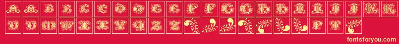 Silvestreinitialssquares Font – Yellow Fonts on Red Background