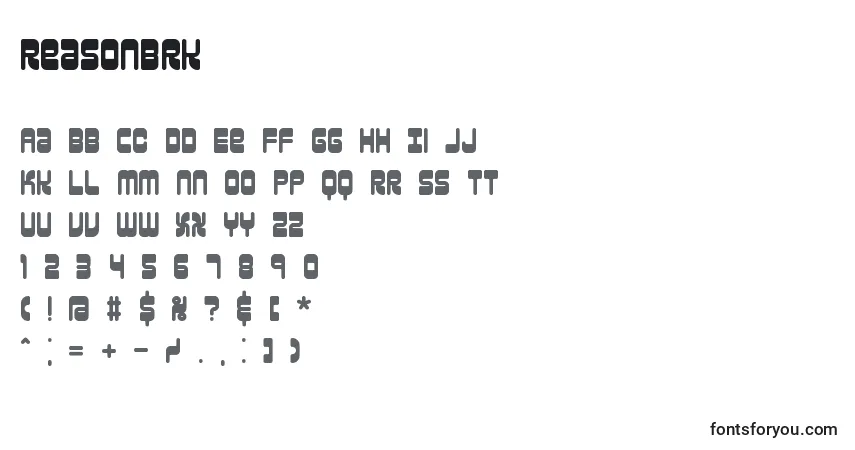 Czcionka ReasonBrk – alfabet, cyfry, specjalne znaki