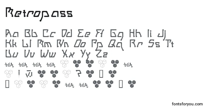 Schriftart Metropass – Alphabet, Zahlen, spezielle Symbole