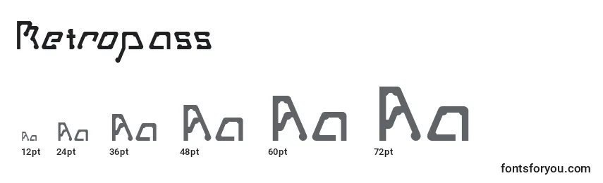 Размеры шрифта Metropass
