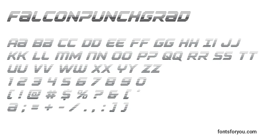 Schriftart Falconpunchgrad – Alphabet, Zahlen, spezielle Symbole