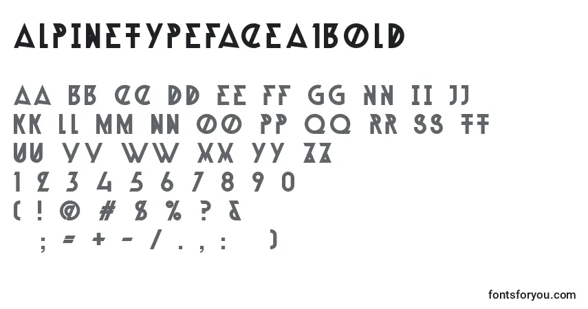 A fonte AlpineTypefaceA1Bold – alfabeto, números, caracteres especiais