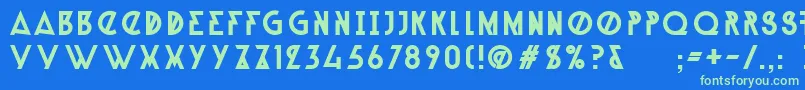 AlpineTypefaceA1Bold-Schriftart – Grüne Schriften auf blauem Hintergrund