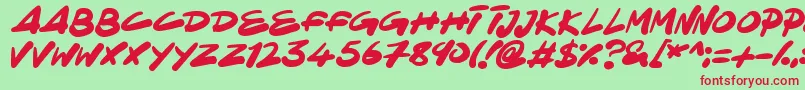 NinjaNote Font – Red Fonts on Green Background