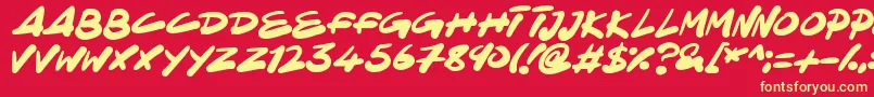 NinjaNote-Schriftart – Gelbe Schriften auf rotem Hintergrund