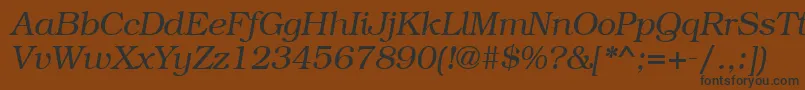 BookmancttItalic-Schriftart – Schwarze Schriften auf braunem Hintergrund