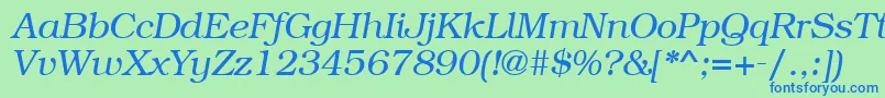 BookmancttItalic Font – Blue Fonts on Green Background