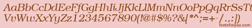 BookmancttItalic-Schriftart – Braune Schriften auf rosa Hintergrund