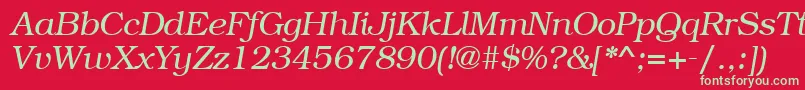 Police BookmancttItalic – polices vertes sur fond rouge