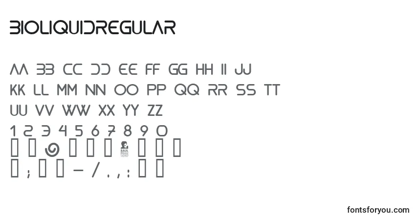 Fuente BioliquidRegular - alfabeto, números, caracteres especiales