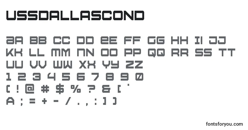 Шрифт Ussdallascond – алфавит, цифры, специальные символы