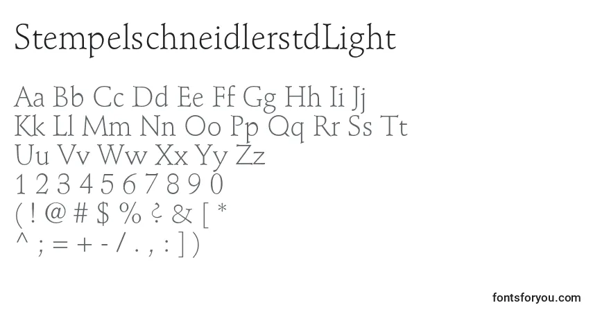 A fonte StempelschneidlerstdLight – alfabeto, números, caracteres especiais