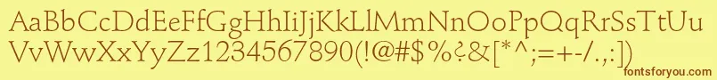 StempelschneidlerstdLight Font – Brown Fonts on Yellow Background