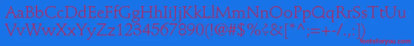 StempelschneidlerstdLight Font – Red Fonts on Blue Background