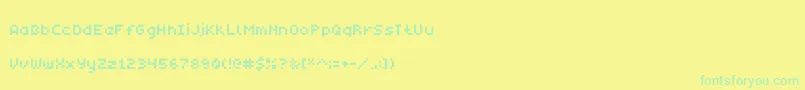 Monobit-Schriftart – Grüne Schriften auf gelbem Hintergrund