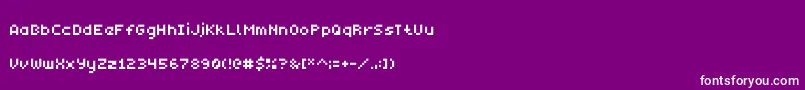 Monobit-Schriftart – Weiße Schriften auf violettem Hintergrund
