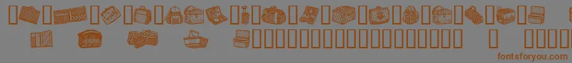 フォントBagsAndStuff – 茶色の文字が灰色の背景にあります。
