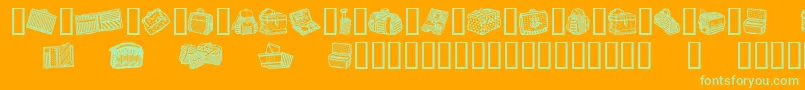 BagsAndStuff-Schriftart – Grüne Schriften auf orangefarbenem Hintergrund