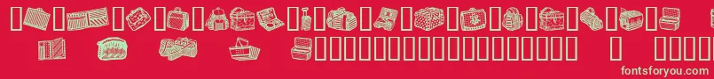 BagsAndStuff-Schriftart – Grüne Schriften auf rotem Hintergrund