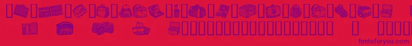 BagsAndStuff-Schriftart – Violette Schriften auf rotem Hintergrund