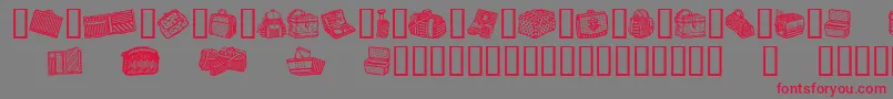 BagsAndStuff-Schriftart – Rote Schriften auf grauem Hintergrund