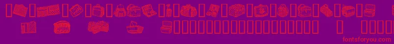 BagsAndStuff-Schriftart – Rote Schriften auf violettem Hintergrund