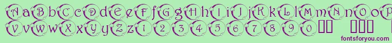 フォント101StarLitNght – 緑の背景に紫のフォント