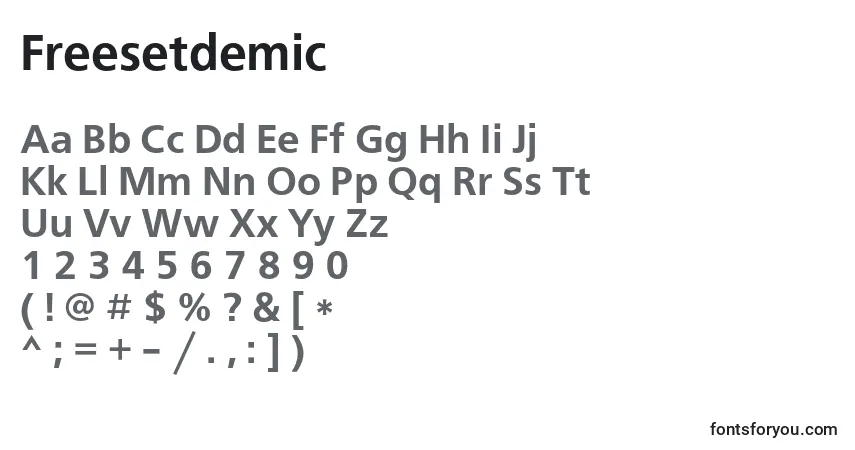 Freesetdemic-fontti – aakkoset, numerot, erikoismerkit