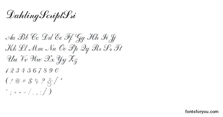 A fonte DahlingScriptSsi – alfabeto, números, caracteres especiais