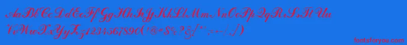 DahlingScriptSsi-Schriftart – Rote Schriften auf blauem Hintergrund