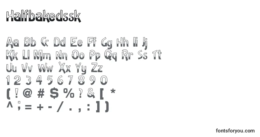 Czcionka Halfbakedssk – alfabet, cyfry, specjalne znaki