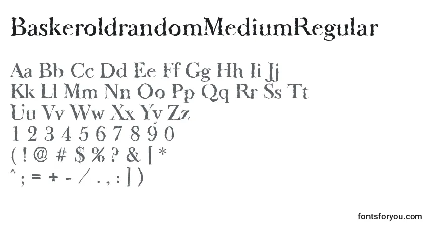 A fonte BaskeroldrandomMediumRegular – alfabeto, números, caracteres especiais