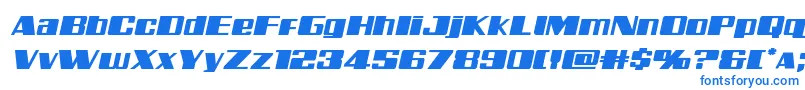 フォントGalacticstormexpandital – 白い背景に青い文字