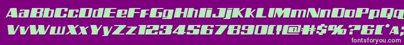 フォントGalacticstormexpandital – 紫の背景に緑のフォント