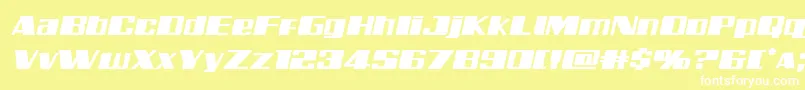 Шрифт Galacticstormexpandital – белые шрифты на жёлтом фоне