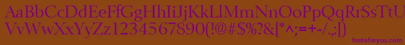 Czcionka BelfastRegular – fioletowe czcionki na brązowym tle