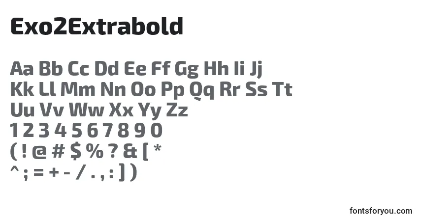 Exo2Extrabold-fontti – aakkoset, numerot, erikoismerkit
