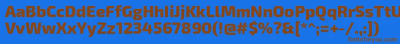 Exo2Extrabold-Schriftart – Braune Schriften auf blauem Hintergrund