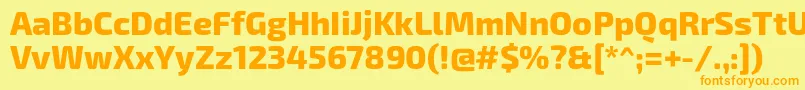 フォントExo2Extrabold – オレンジの文字が黄色の背景にあります。