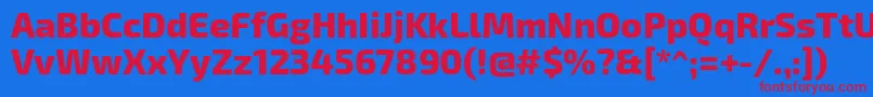 Czcionka Exo2Extrabold – czerwone czcionki na niebieskim tle