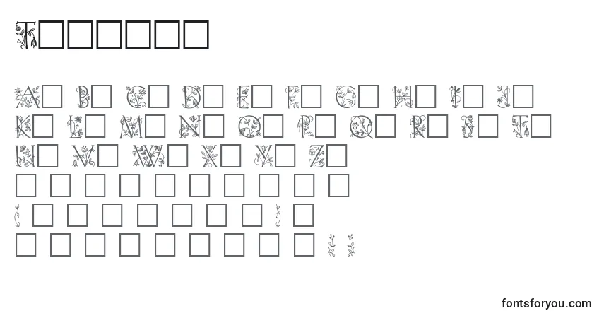 Czcionka Trellis – alfabet, cyfry, specjalne znaki